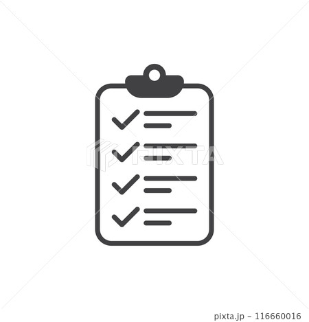 Clipboard with checklist icon in flat style. Planning and organization of work vector illustration on isolated background. Document sign business concept. 116660016
