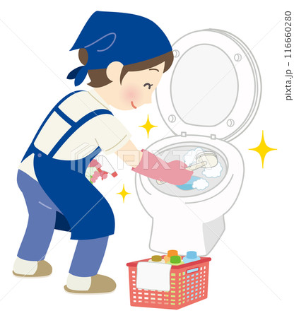 家事代行でトイレを掃除する女性スタッフ 家事代行でトイレを掃除する女性スタッフ 116660280