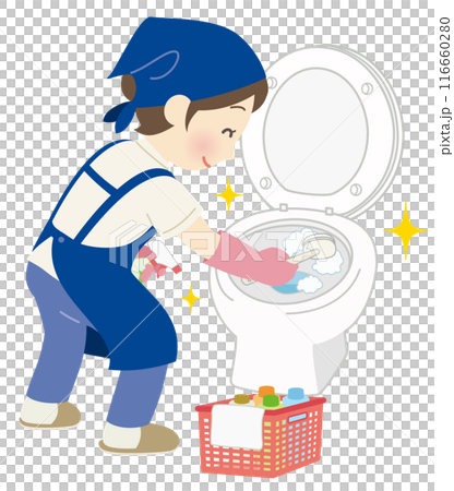 家事代行でトイレを掃除する女性スタッフ 家事代行でトイレを掃除する女性スタッフ 116660280