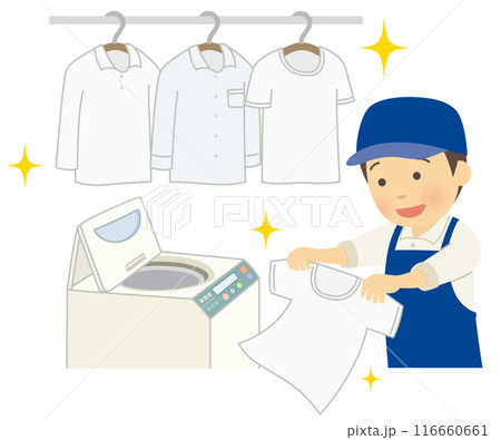 家事代行で洗濯をする男性スタッフ 116660661