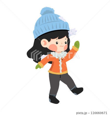 Cartoon Girl Hit by Snowball Cartoon Girl Hit by Snowball 116660671
