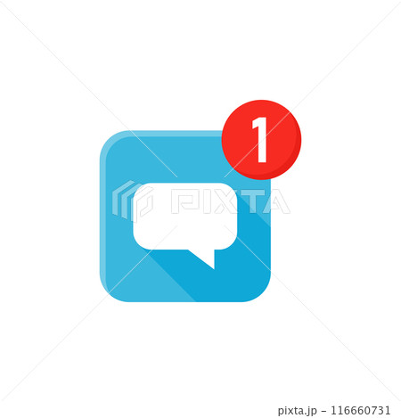 New message icon in flat style. Incoming inbox email vector illustration on isolated background. Bubble notification sign business concept. 116660731