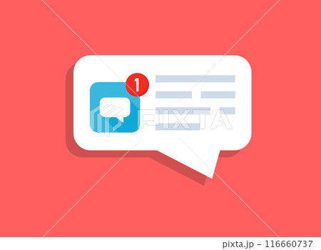 New message icon in flat style. Incoming inbox email vector illustration on isolated background. Bubble notification sign business concept. New message icon in flat style. Incoming inbox email vector illustration on isolated background. Bubble notification sign business concept. 116660737
