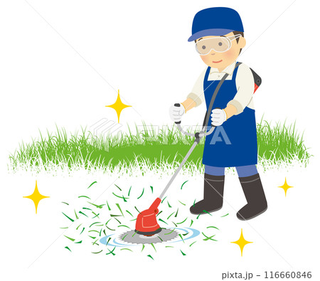 家事代行で草刈りをする男性スタッフ 116660846