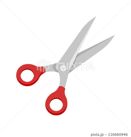 Scissor icon in flat style. Cutting hair equipment vector illustration on isolated background. Hairdressing sign business concept. 116660946