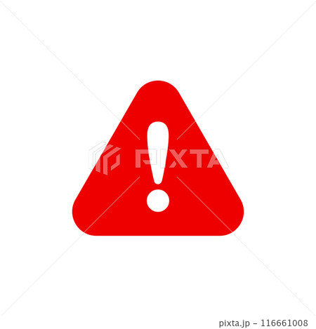 Attention sign with exclamation mark icon in flat style. Error vector illustration on isolated background. Caution sign business concept. 116661008