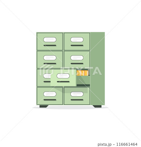 Office cabinet icon in flat style. Furniture storage vector illustration on isolated background. Drawer sign business concept. Office cabinet icon in flat style. Furniture storage vector illustration on isolated background. Drawer sign business concept. 116661464