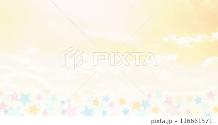 空と雲と星との景色黄色 空と雲と星との景色黄色 116661571