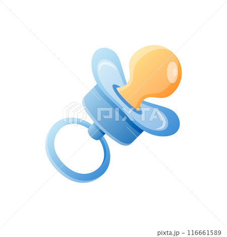 Baby pacifier icon in flat style. Nipple for newborn child vector illustration on isolated background. Soother sign business concept. 116661589