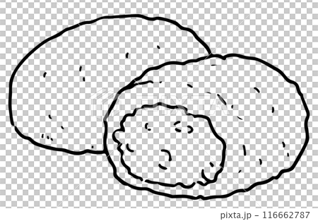 粒あんときなこのおはぎ線画 116662787