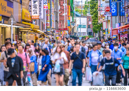 日本の東京都市景観 インバウンド復活…まるで外国…外国人観光客らで賑わう秋葉原＝22日 116663600