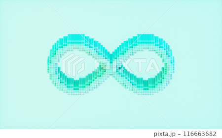 Abstract 3d infinity icon. Green technology concept. pixel art style. 116663682