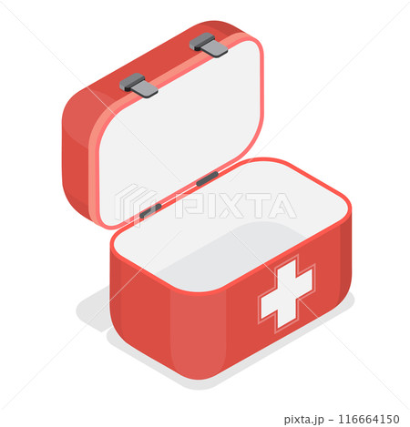 3D Isometric Flat Vector Illustration of Medicine Chest , Medical Equipment Box. Item 2 116664150