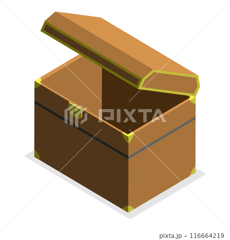 3D Isometric Flat Vector Set of Chests, Empty Treasure Boxes. Item 2 116664219