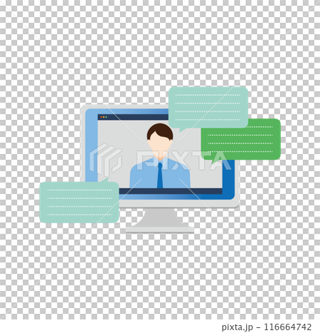Image illustrations of online classes and online interviews 116664742