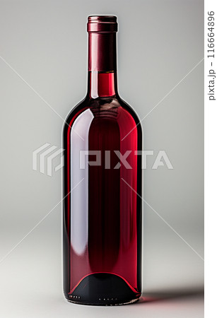 Bottle of red wine, elite delicious wine, isolated background - AI generated image 116664896