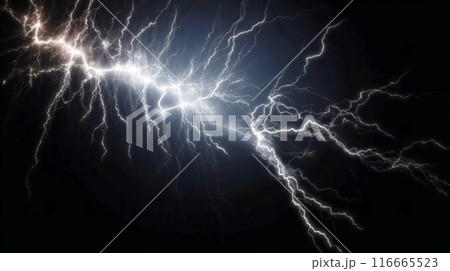 リアルな稲妻　雷　CG素材 116665523