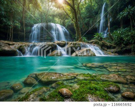 waterfall in tropical forest 116665692