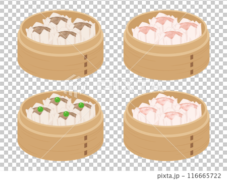 せいろに入った焼売のイラスト素材セット せいろに入った焼売のイラスト素材セット 116665722
