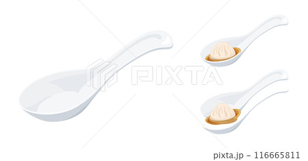 中身を入れやすいレンゲのイラスト素材_中華料理の食器 116665811