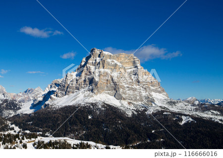 Pelmo mount view in Alleghe area, Italian alps 116666016