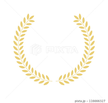 オリーブやローリエの葉のシンプルなリースのフレーム - 丸いエンブレム･飾り罫のデザイン素材 116666327