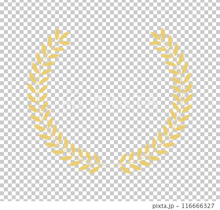 オリーブやローリエの葉のシンプルなリースのフレーム - 丸いエンブレム･飾り罫のデザイン素材 116666327