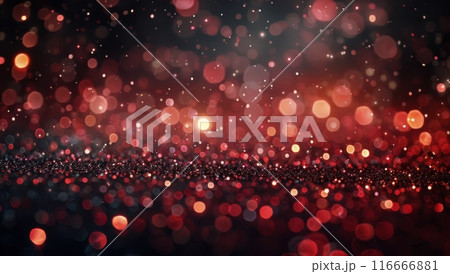 Abstract Red Glitter Bokeh Background With Out Of Focus Lights 116666881