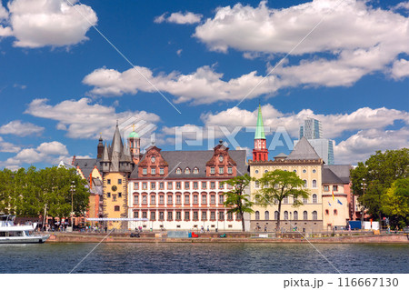 City embankment along the Main river in Frankfurt am Main. City embankment along the Main river in Frankfurt am Main. 116667130