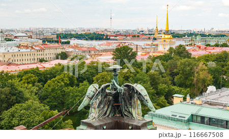 Cityscape of St. Petersburg with the Hermitage, Peter and Paul Fortress and the Admiralty 116667508