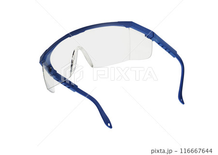 Pair of blue safety glasses Pair of blue safety glasses 116667644
