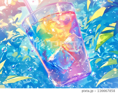 レインボーカラーの冷たいドリンク 116667858
