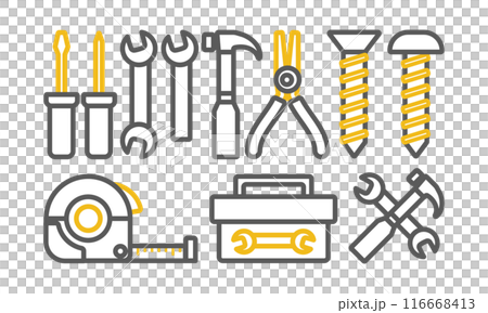 いろいろな工具のイラストセット 116668413