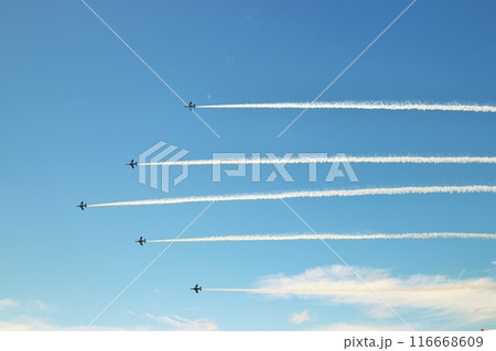 航空自衛隊のブルーインパルスの編隊飛行 116668609