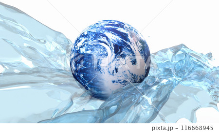 The world on water splash for nature or eco concept 3d rendering. 116668945