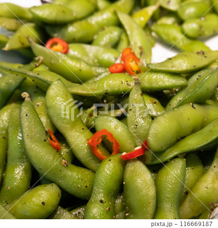 spicy edamame snack spicy edamame snack 116669187