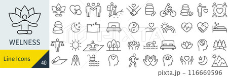 ウェルネスに関するアイコンセット 116669596