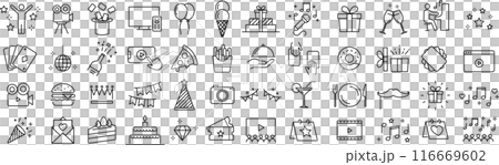 Vector monochrome party line icon set Vector monochrome party line icon set 116669602