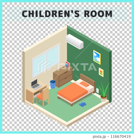 Isometric children's room illustration material 116670419