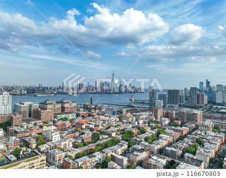 Aerial View of Hoboken and Manhattan Skyline 116670803
