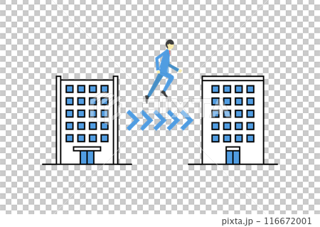 転職・転勤・異動するビジネスマンをイメージしたイラスト 116672001