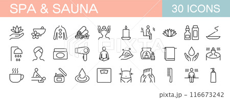 スパやサウナ・リラクゼーションに関するアイコンセット 116673242