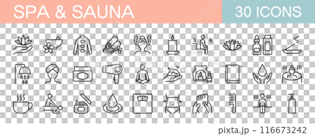スパやサウナ・リラクゼーションに関するアイコンセット 116673242