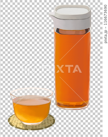 麦茶（ポットとガラスコップ） 116673690