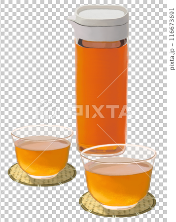 Barley tea (pot and two glasses) Barley tea (pot and two glasses) 116673691