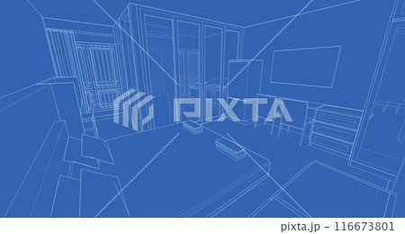 3D illustration of building project 116673801