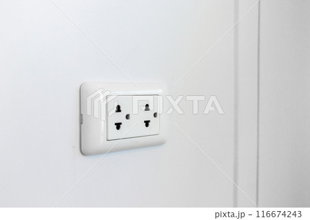 White household electrical sockets can be used in both American and Asian styles on marble walls. 116674243