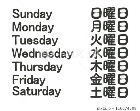 曜日(英語) 曜日(英語) 116674309