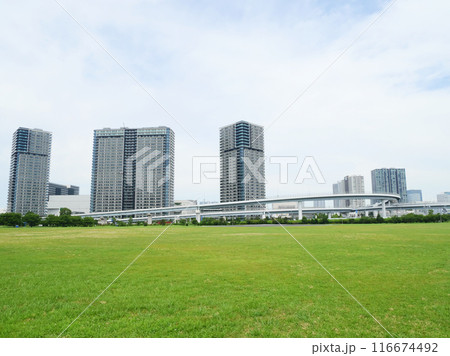 東京臨海広域防災公園から見る東京景観|有明 東京臨海広域防災公園から見る東京景観|有明 116674492