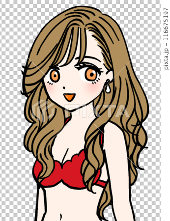 微笑む赤い水着の女性 116675197